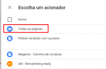 Acionador GTM: Todas as páginas