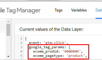 Data Layer de Remarketing do Google: google_tag_params