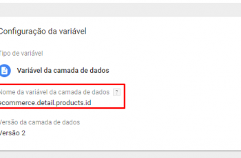 Variável da Camada de Dados: ecommerce.detail.products.id